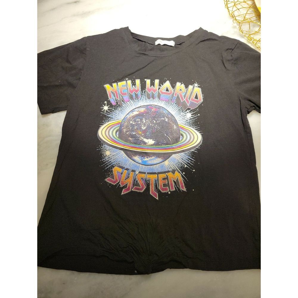 Romwe T-shirt Womens SZ 6 New World System